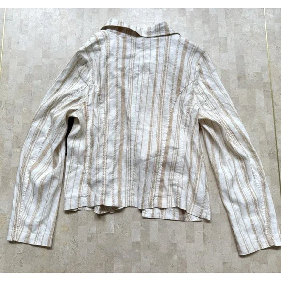 Liverpool Los Angeles Womens Open Front Blazer Jacket Cream Linen Sz L NWT - Picture 10 of 11